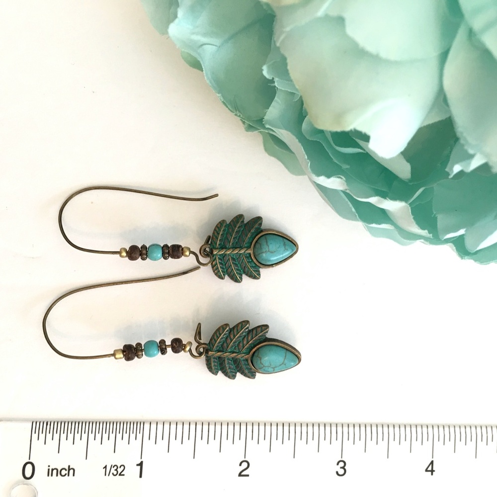 Boho Turquoise Dangle Earrings - Picture 3 of 3